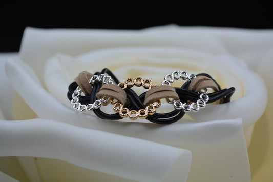 Womens 3-Ring Leather Bracelet