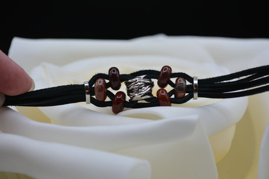 Mens Moonstone and Leather Bracelet